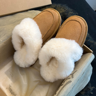秋冬外穿雪地棉防滑毛拖鞋 防水厚底毛毛拖鞋 女加绒加厚2025新款