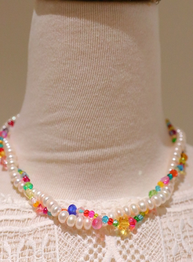 巴洛克珍珠进口水晶双层项链ins