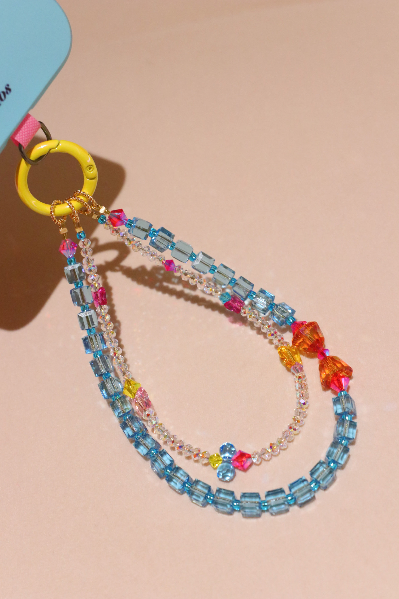 超贵气！水灵灵的施华洛水晶方糖双层手机链精致饰品时髦个性配饰