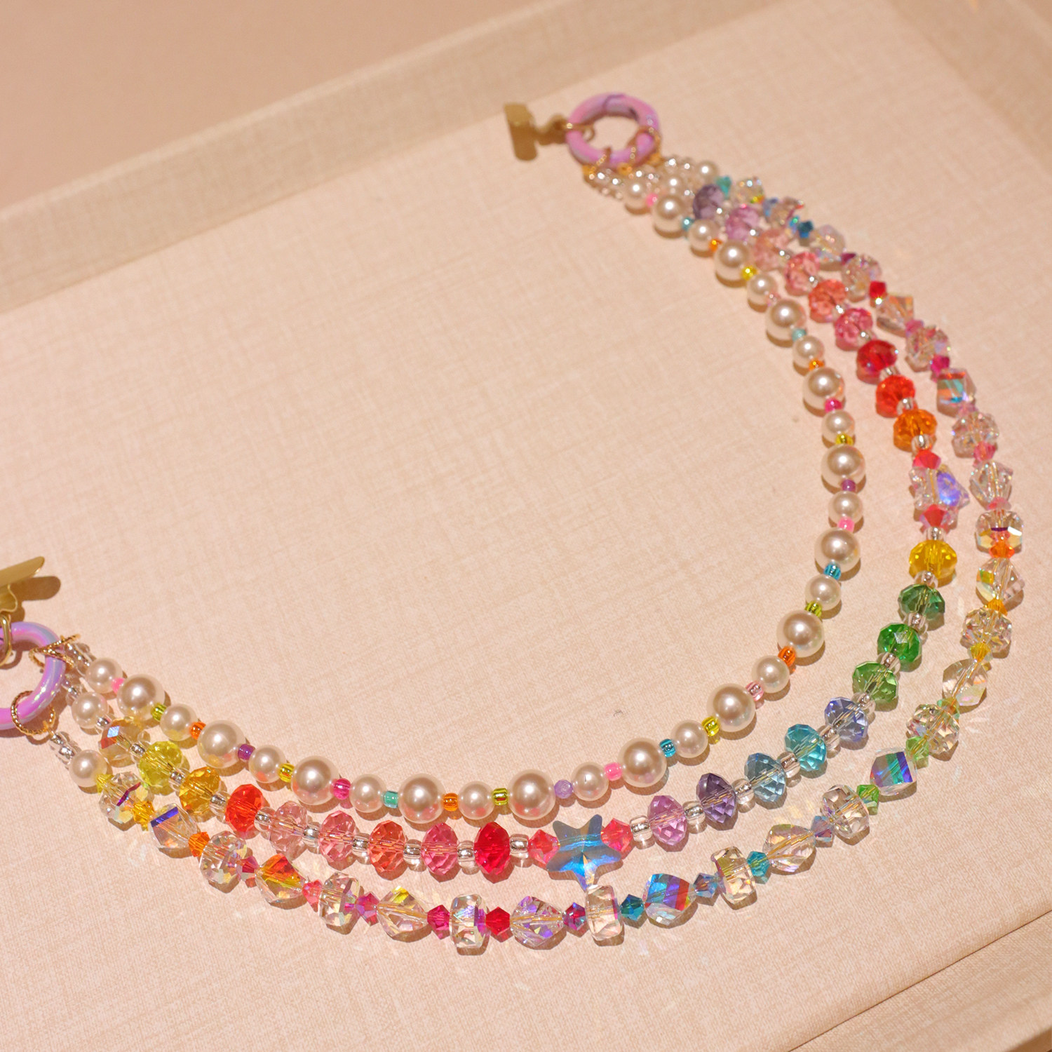 原创手作奢华感施华洛水晶精致名媛风多层手机链包包挂件饰品礼物