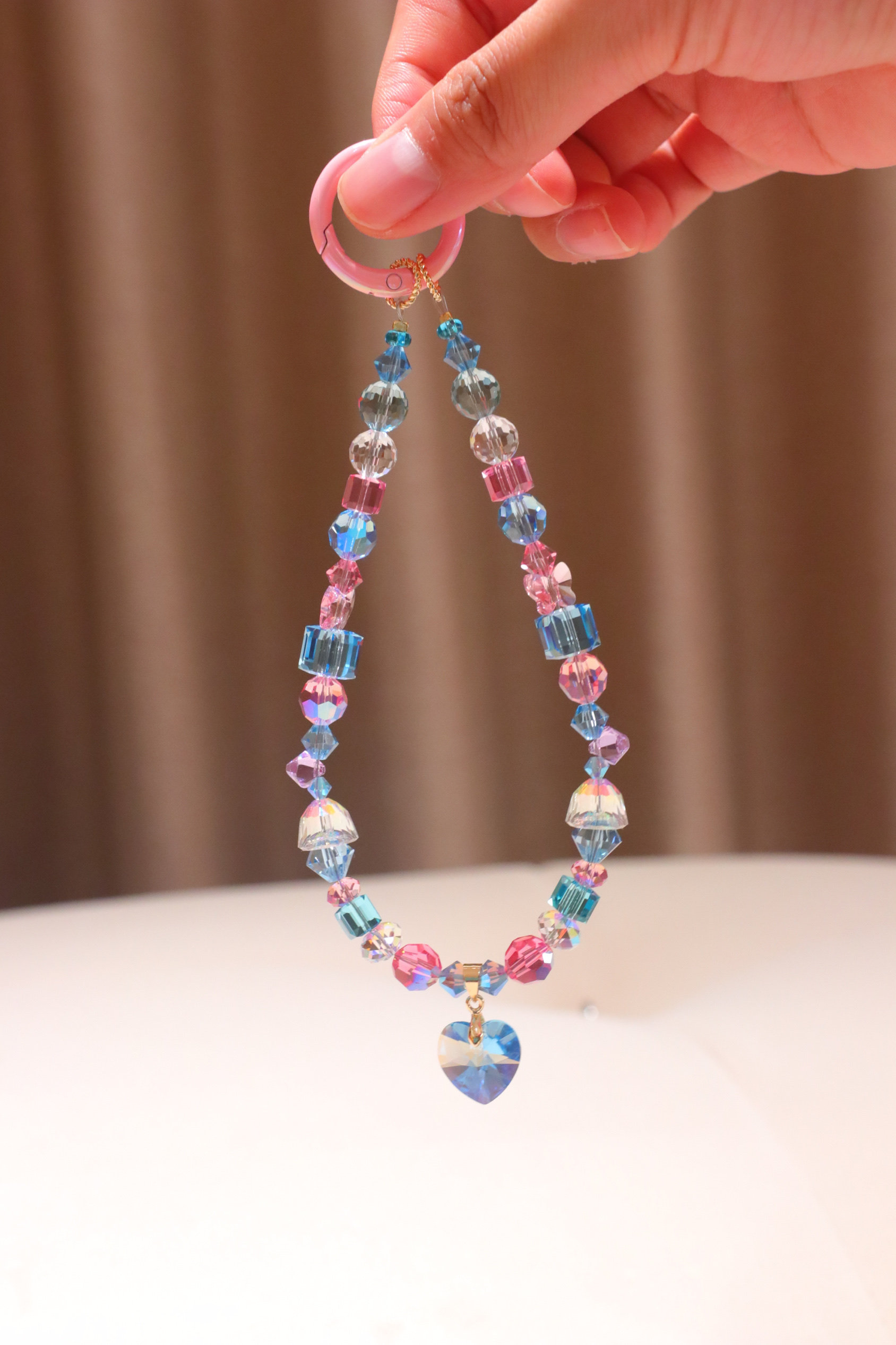 精致少女名媛风清透感施华洛水晶blingbling饰品挂饰手机链