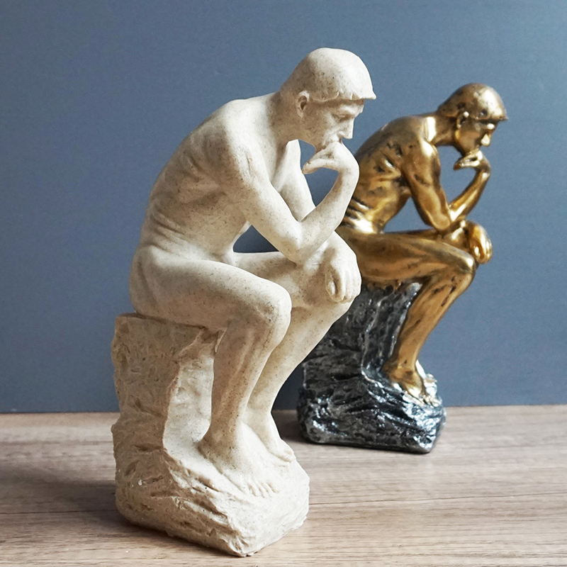 思考者沉思者人物艺术雕塑摆设覆古家居装饰品书房书架桌面小摆件