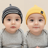 2025新款 女宝宝帽子秋冬季 纯棉奶嘴帽可爱男孩婴儿帽韩系条纹儿童