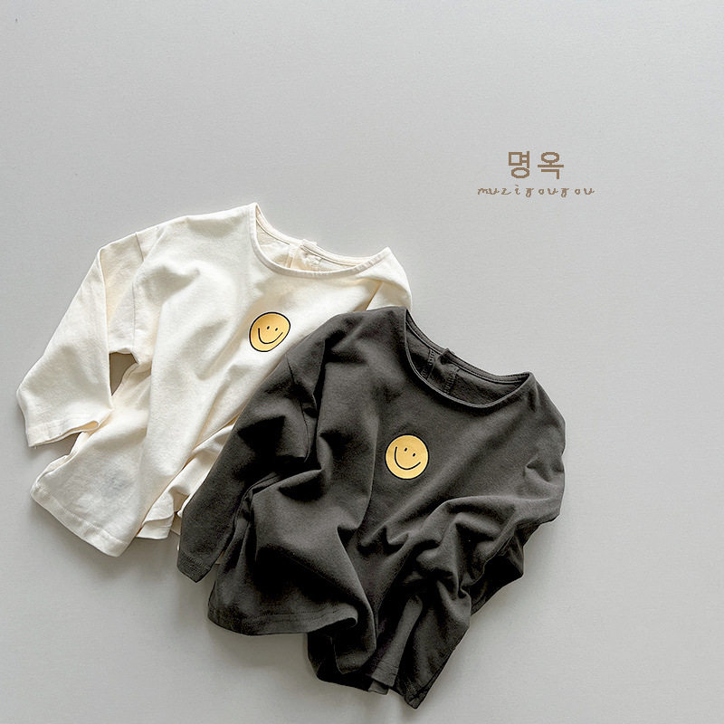 新款春天2026T恤新款男女童洋气长袖笑脸印花打底衫宝宝休闲上衣,童装/婴儿装/亲子装,T恤,淘宝优惠券,粉丝福利购,淘宝优惠卷