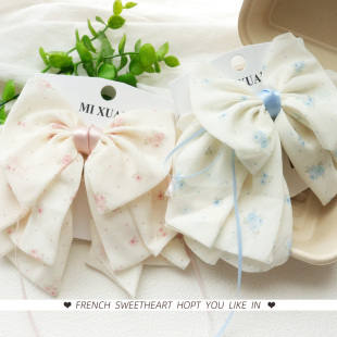 粉蓝色缎面蝴蝶结抓夹小仙女后脑勺发夹气质优雅鲨鱼夹子头饰发饰