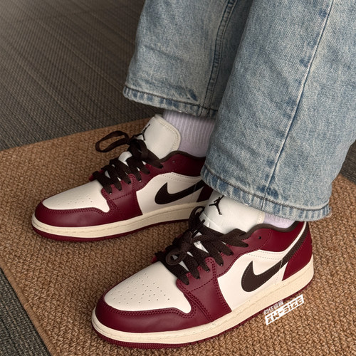Jordan1耐克AJ1男子红棕低帮板鞋