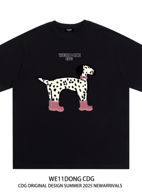 WE11DONE CGD小众潮牌斑点狗狗印花休闲百搭男女情侣纯棉短袖T恤