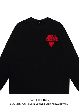 WE11DONE CDG美式高街WELLDONE男女重磅宽松纯棉打底衫长袖T恤潮
