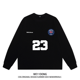 t恤潮 长袖 WE11DONE CDG潮牌WELLDONE字母印花男女纯棉宽松打底衫