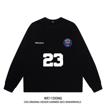 WE11DONE CDG潮牌WELLDONE字母印花男女纯棉宽松打底衫长袖t恤潮