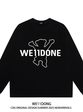 WE11DONE CDG美式高街小熊印花男女宽松纯棉打底衫长袖t恤上衣潮