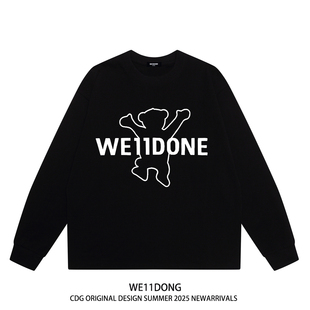 长袖 高街小熊印花男女宽松纯棉打底衫 t恤上衣潮 CDG美式 WE11DONE