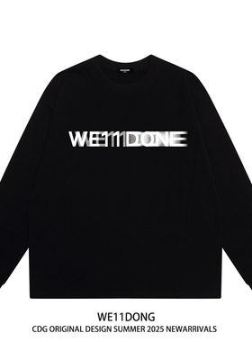 WE11DONE CDG小众潮牌WELLDONE字母印花男女重磅纯棉宽松长袖t恤