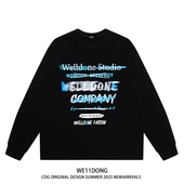 WE11DONE CDG小众潮牌涂鸦字母WELLDONE男女休闲宽松纯棉长袖 t恤