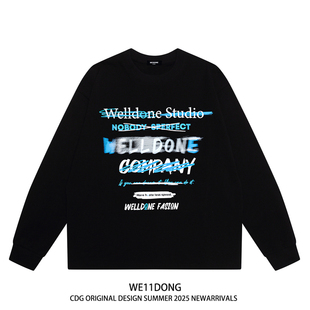 WE11DONE t恤 CDG小众潮牌涂鸦字母WELLDONE男女休闲宽松纯棉长袖