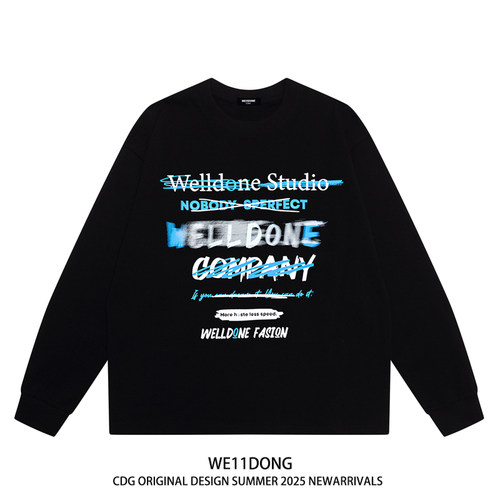 WE11DONE涂鸦字母纯棉长袖t恤
