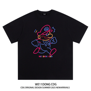 WE11DONE t恤ins CDG小众潮牌卡通马里奥印花男女宽松百搭纯棉短袖