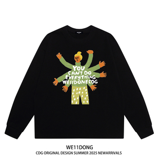 t恤打底衫 高级感设计插画宽松纯棉长袖 CDG明星宋佳同款 WE11DONE