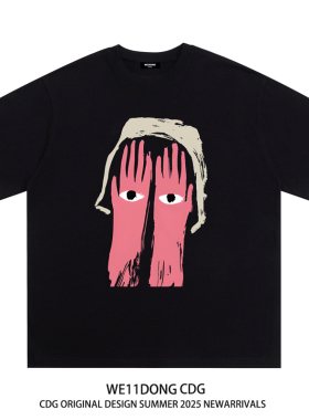WE11DONE CDG小众潮牌Justinbieber同款卡通印花纯棉宽松短袖t恤
