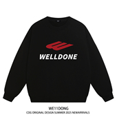 WE11DONE CDG小众潮牌WELLDONE美式 高街男女重磅宽松加绒圆领卫衣