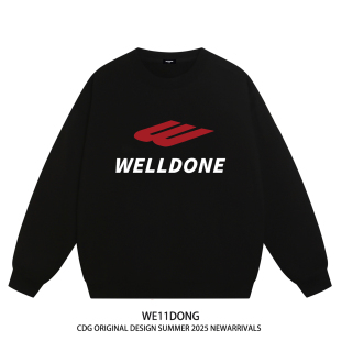 WE11DONE 高街男女重磅宽松加绒圆领卫衣 CDG小众潮牌WELLDONE美式