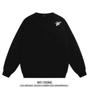 WE11DONE 男女重磅宽松加绒圆领卫衣 CDG小众潮牌W字母印花秋冬季