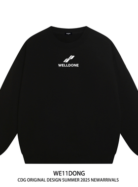 WE11DONE CDG美式潮牌WELLDONE字母印花男女重磅宽松加绒圆领卫衣