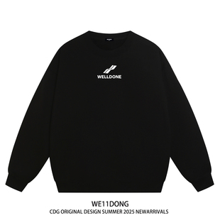 WE11DONE 潮牌WELLDONE字母印花男女重磅宽松加绒圆领卫衣 CDG美式