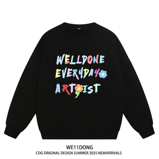 WE11DONE 高街男女宽松加绒圆领卫衣 CDG潮牌彩色字母WELLDONE美式