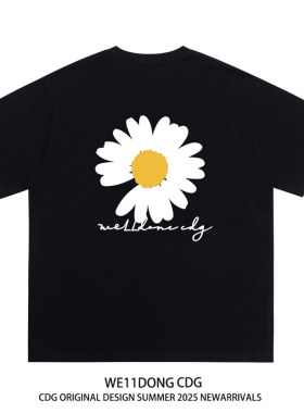 WE11DONE CDG小众潮牌美式夏季小雏菊印花男女宽松纯棉短袖T恤ins