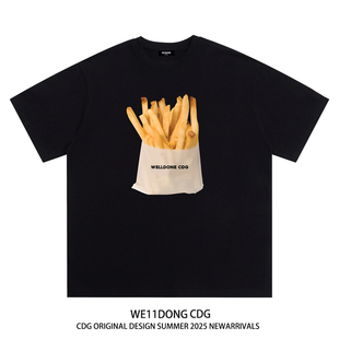 t恤 薯条印花男女宽松纯棉重磅圆领短袖 WE11DONE CDG小众潮牌夏季