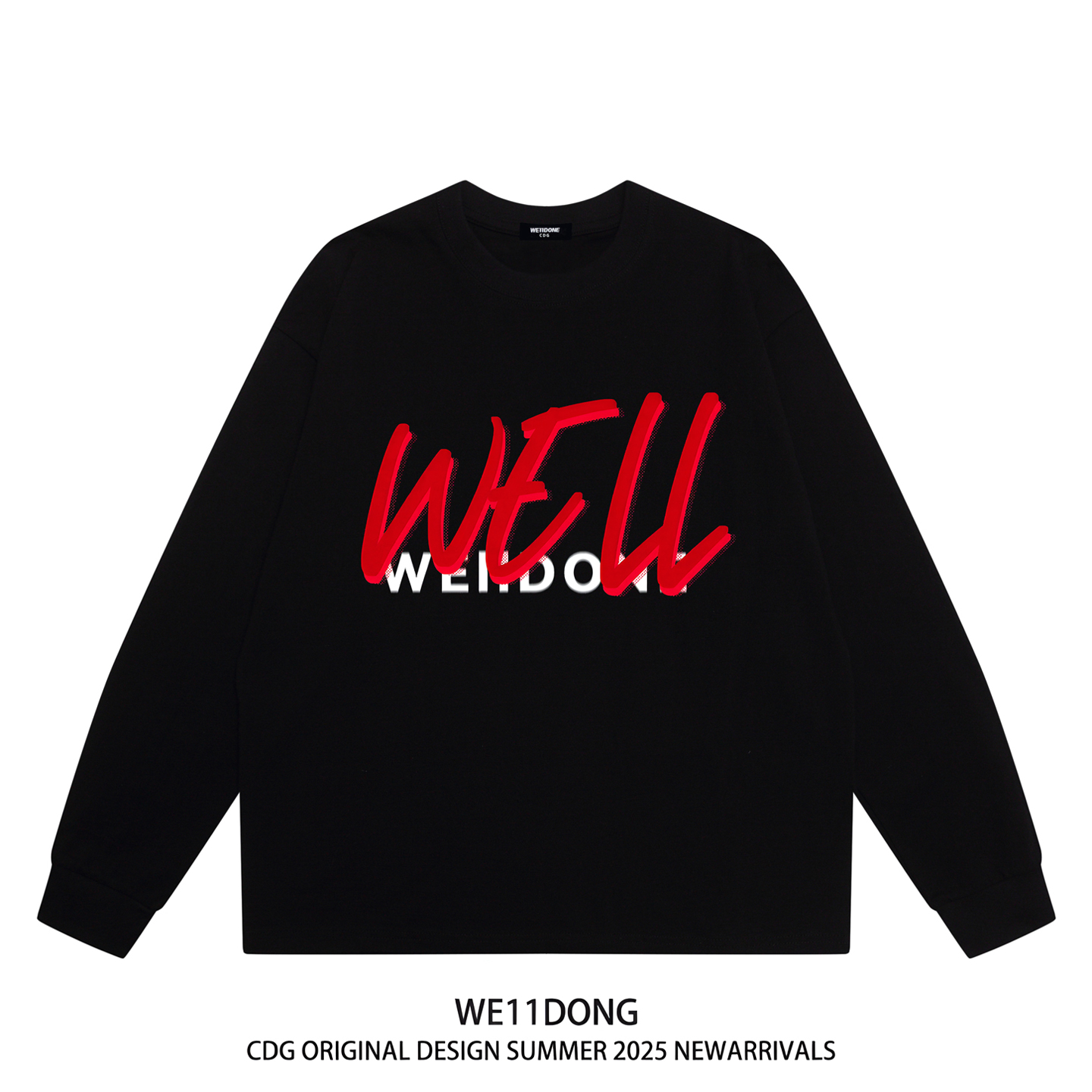 WE11DONE宽松纯棉长袖T恤男女