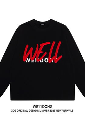 WE11DONE CDG美式WELLDONE字母印花长袖T恤男女宽松纯棉打底衫潮