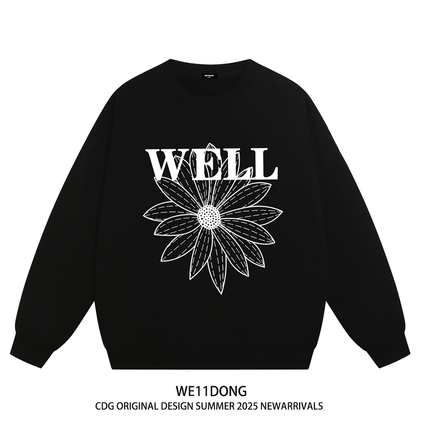 WE11DONE重磅宽松加绒圆领卫衣