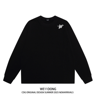 t恤 高街W字母印花男女宽松纯棉长袖 WE11DONE CDG潮牌WELLDONE美式