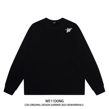 WE11DONE CDG潮牌WELLDONE美式高街W字母印花男女宽松纯棉长袖t恤
