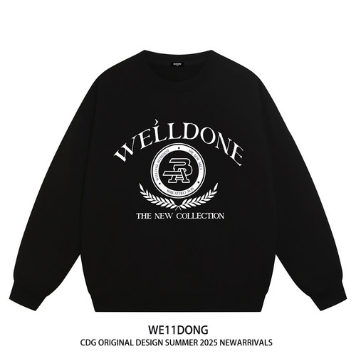 WE11DONE重磅宽松加绒圆领卫衣