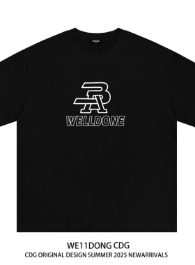 WE11DONE CDG小众潮牌ins美式高级感夏季纯棉宽松男女情侣短袖T恤