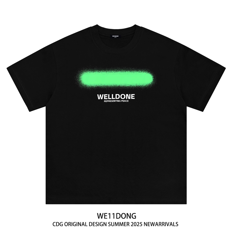 WE11DONE霓虹喷色字母短袖T恤