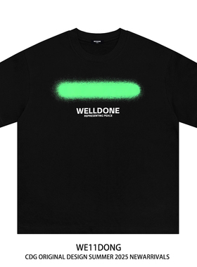 WE11DONE CDG小众潮牌霓虹喷色字母印花纯棉宽松男女情侣短袖T恤