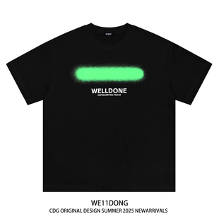 WE11DONE T恤 CDG小众潮牌霓虹喷色字母印花纯棉宽松男女情侣短袖