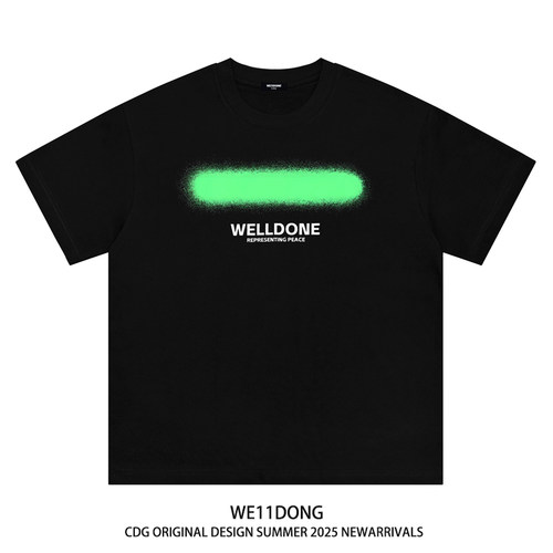 WE11DONE霓虹喷色字母短袖T恤