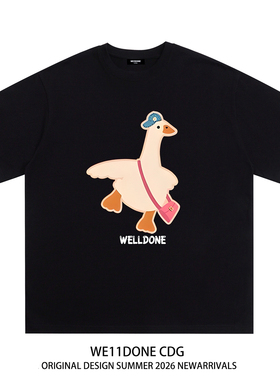 WE11DONE CDG美式潮牌WELLDONE卡通小鹅印花重磅宽松纯棉短袖t恤