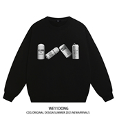 WE11DONE CDG美式 潮牌WELLDONE秋冬重磅男女情侣宽松加绒圆领卫衣