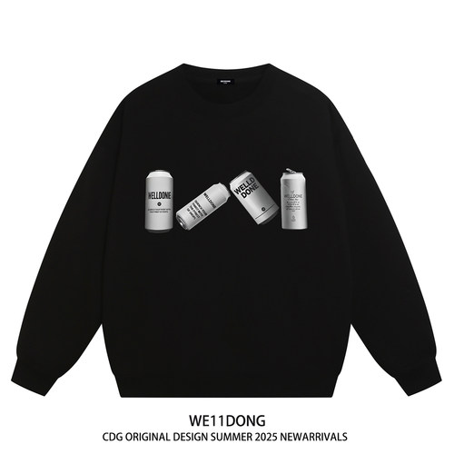 WE11DONE重磅宽松加绒圆领卫衣