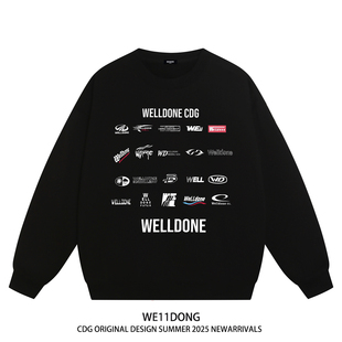 WE11DONE 高街男女情侣宽松加绒圆领卫衣 CDG小众潮牌WELLDONE美式