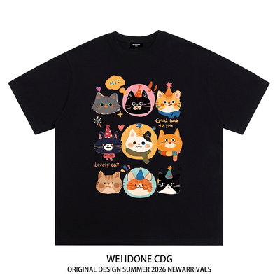 WE11DONECDG可爱猫咪短袖t恤