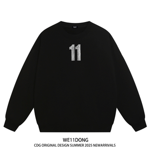 重磅宽松加绒圆领卫衣 潮牌数字11印花男女情侣装 WE11DONE CDG美式