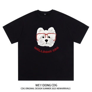 WE11DONE t恤上衣 CDG小众潮牌小狗印花男女情侣纯棉宽松重磅短袖