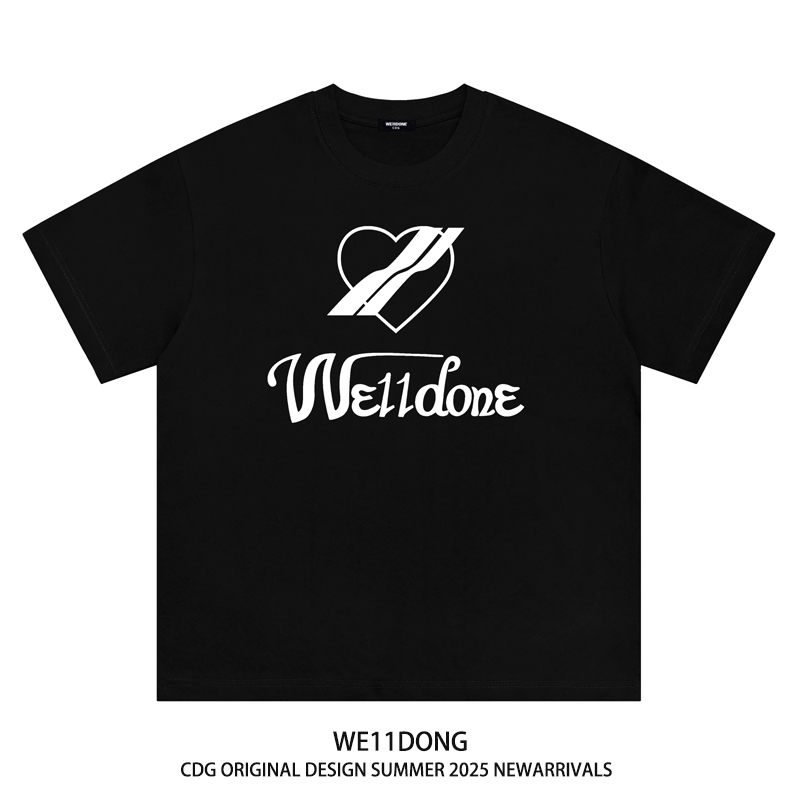 WE11DONE CDG小众潮牌爱心字母印花半袖休闲宽松男女情侣短袖T恤